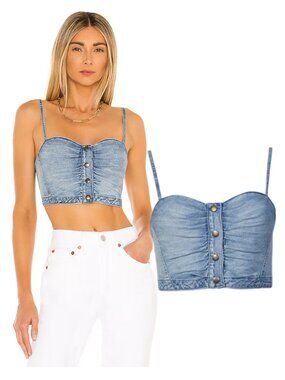 NOAM Sylvie denim bustier top sz 6
